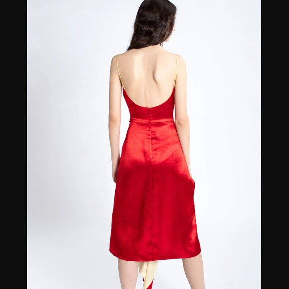 Auc Sies Marjan Farrah Liquid Satin Red dress 4 - Picture 4 of 14